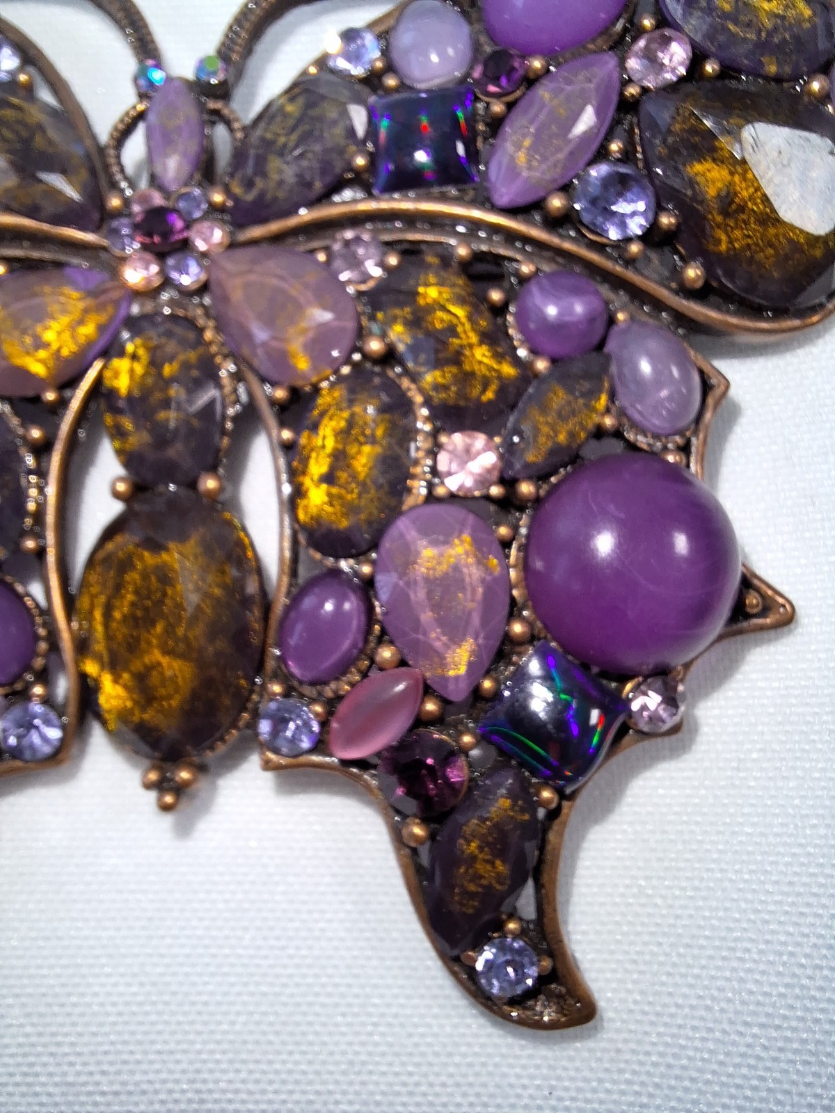 Large Copper Butterfly Gold & Purple Brooch-Pendant