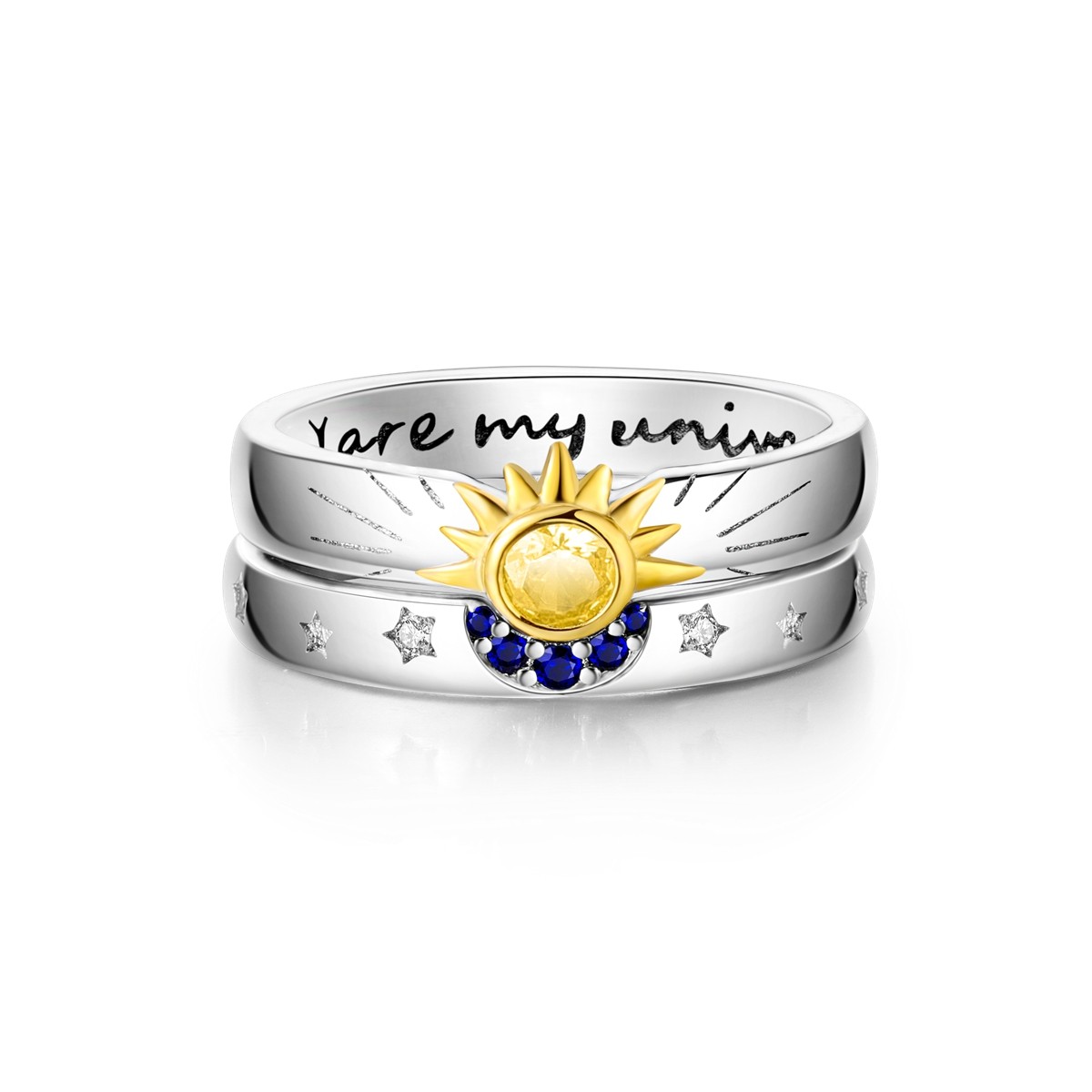 LAZA Original 925 Sterling Silver Ring Moon Sun Stars AAA CZ for Women Jewelry
