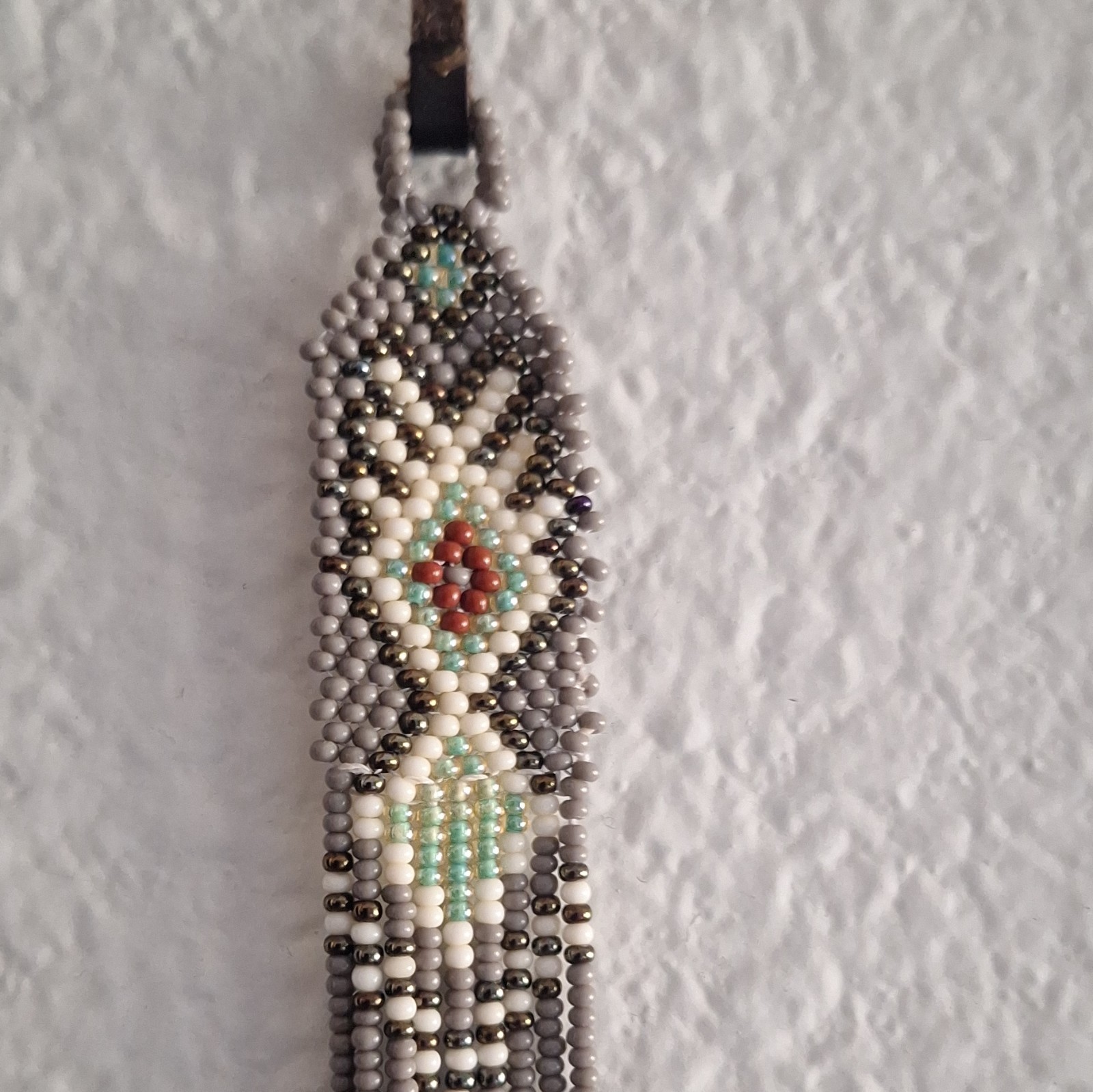 Handmade Southwest Bead Necklace With Adjustable Leather Straps – Never Worn