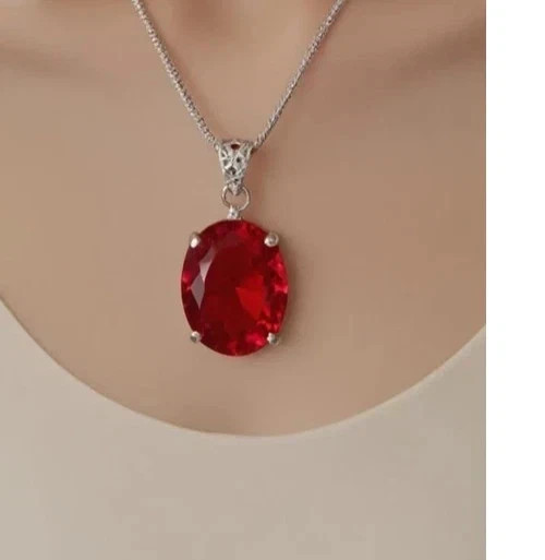 Natural Certified 27 Ct Red Ruby Gemstone Pendant In Solid 925 Sterling Silver