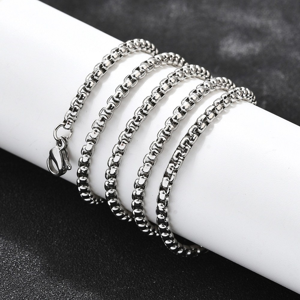 Chain Necklace Stainless Steel Box Chain Silver 23.6 in N136
