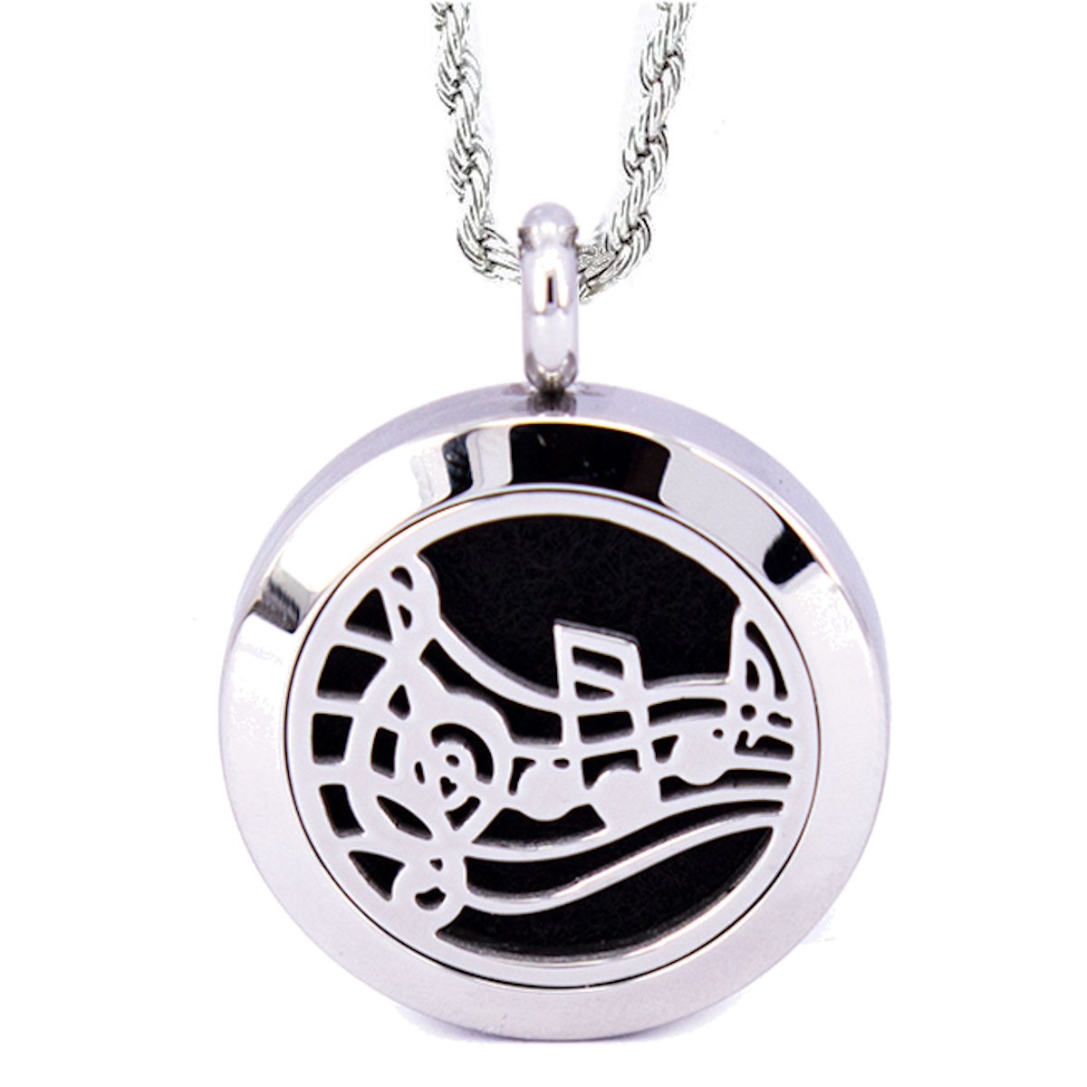 Music Notes Aromatherapy Diffuser Necklace Stainless Steel Locket with Chain