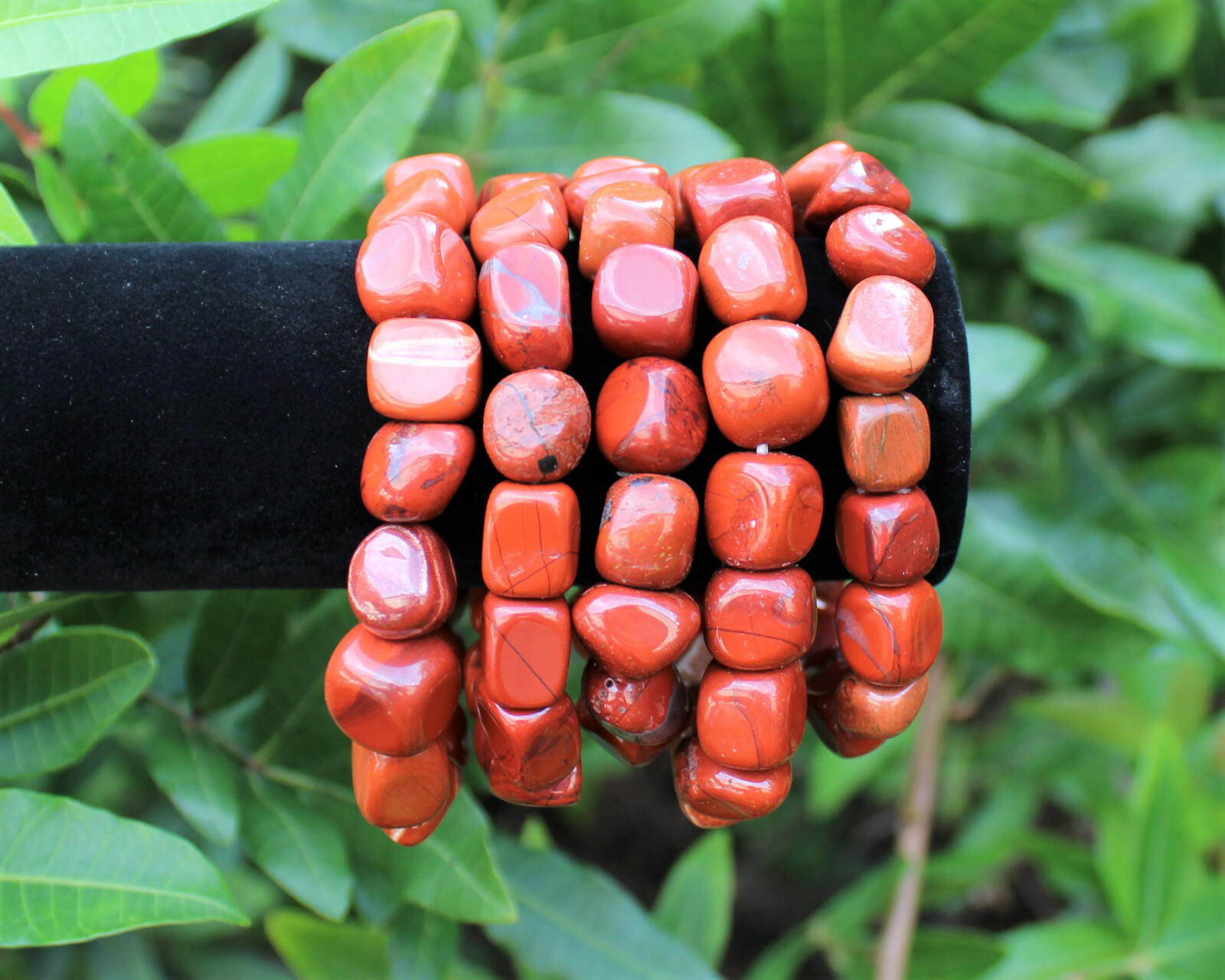 Red Jasper Tumbled Stone Crystal Bracelet 6-8mm: Genuine Jasper Gemstone Jewelry