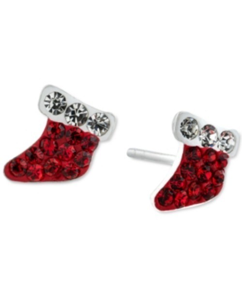 Silver Treasures Stocking Crystal Sterling Silver 8.1mm Stud Earrings, One Size