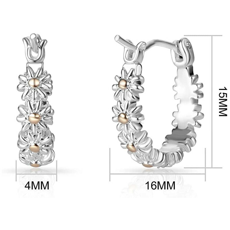 Elegant Two Tone 925 Silver Filled Hoop Earring Women Jewelry A Pair