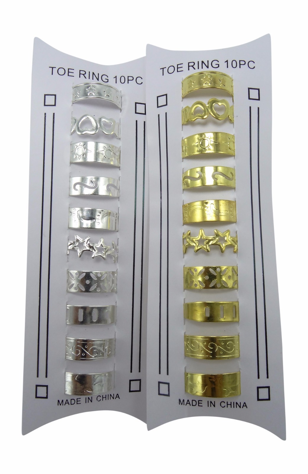 New Set of 20 Assorted Gold & Silver Tone Toe Rings #R1240GS