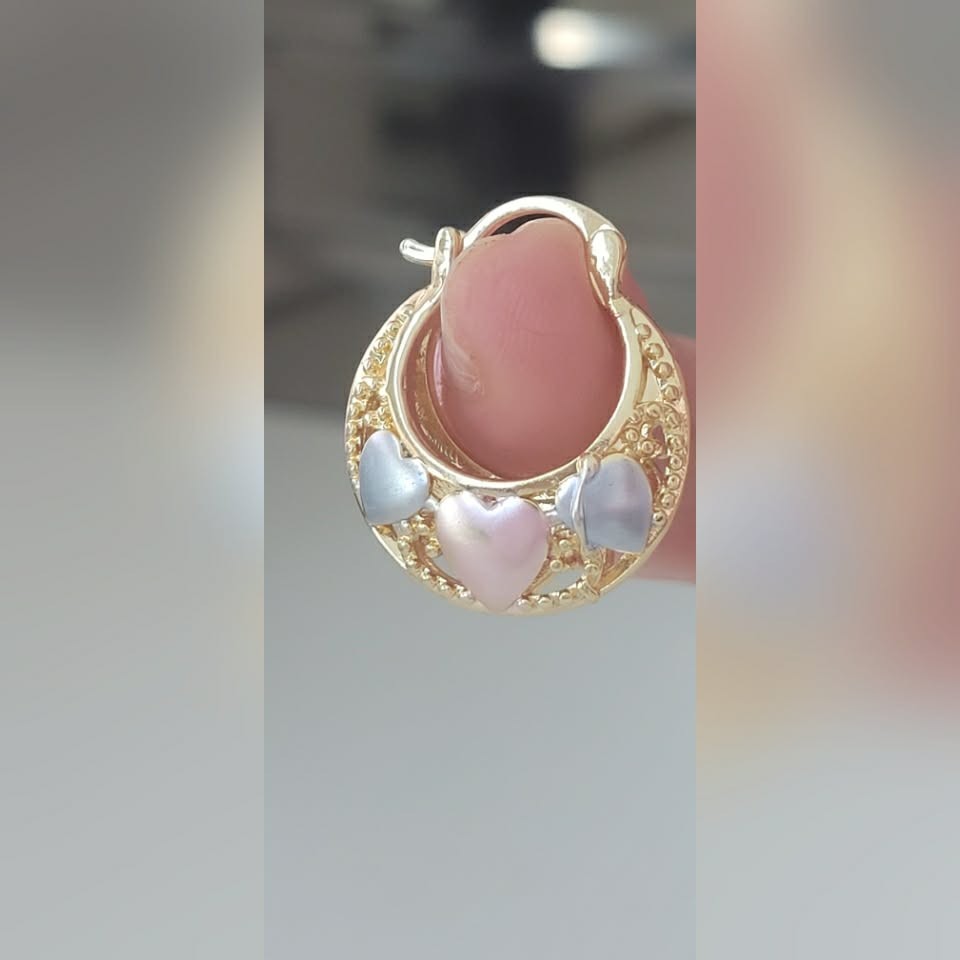 mini aretes de corazon chapados en oro 14k gold plated mujer