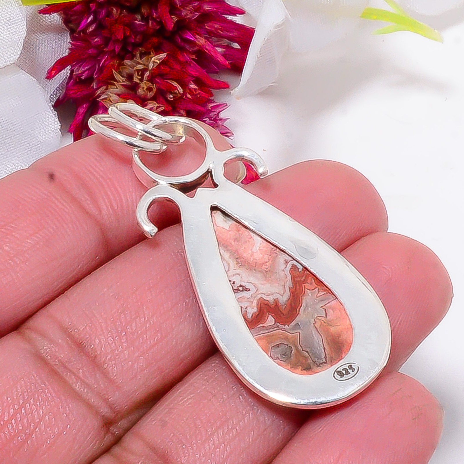 Rosetta Jasper – United State Gemstone 925 Sterling Silver Pendant 1.95″ Sku16