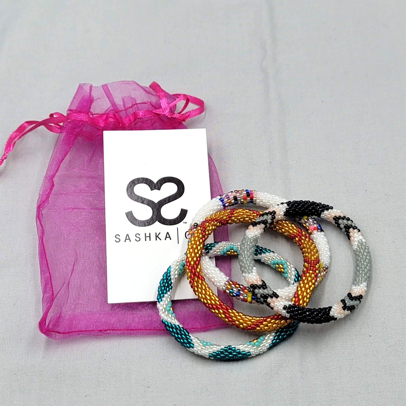SASHKA Bracelet Lot of 4 New With Tags Multicolor Seed Bead Nepal