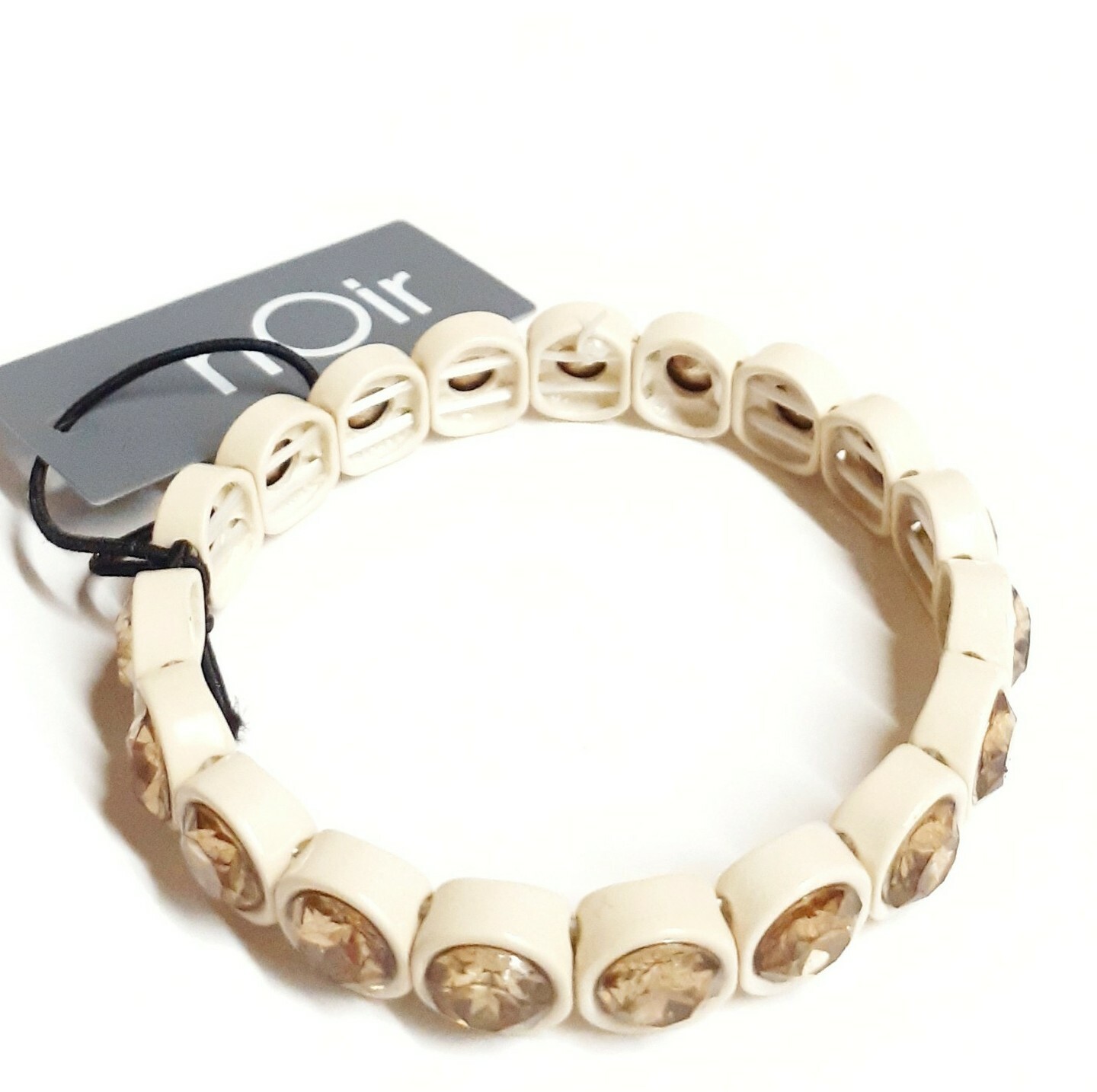 Noir Jewelry Colorful Crystal Brulee Stretch Bracelet Ivory Gold One Size NWT