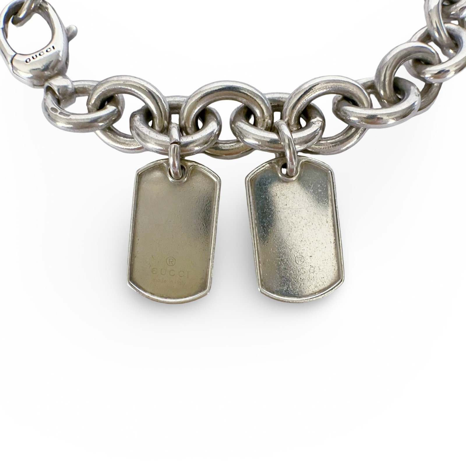 GUCCI Bracelet Double Dog Tag Donut Chain 925 Sterling Silver Comes with Box