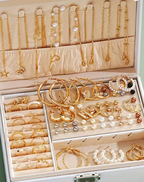 86pcs Elegant Pearl Jewelry Set Necklace Earrings Rings Bracelet Daily Wear Gift