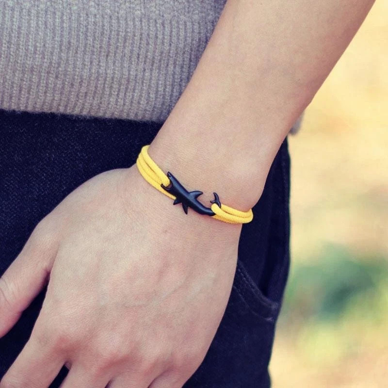 NEW Shark Bracelet Unisex Adjustable Double Layer 3mm Cord Surfer Jewelry