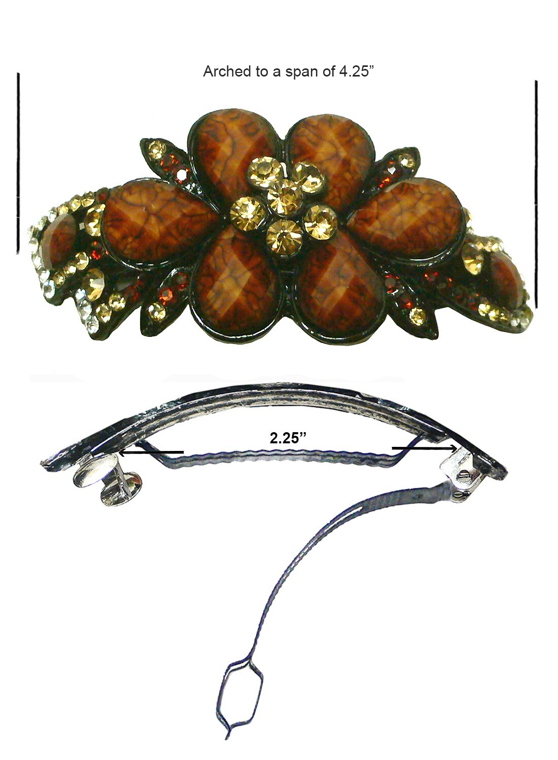 Set of 6 6 Count jcgy Combo 4 Styles Large Crystal Thick Hair Barrettes 0052/7-6