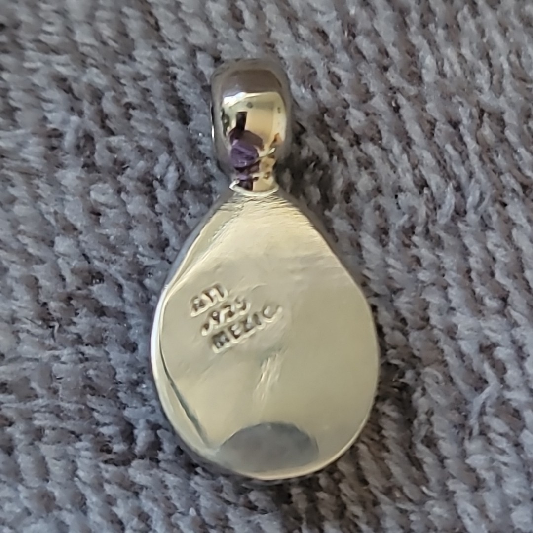 ATI Mexico 925 Sterling Silver Turquoise Teardrop Pendant – Stamped No Chain