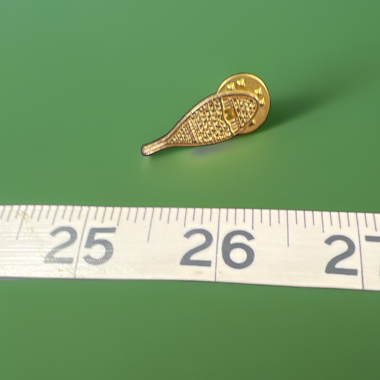 Gold Tone Metal Snow Shoe Pin Sports Theme 1.25 in No Stone