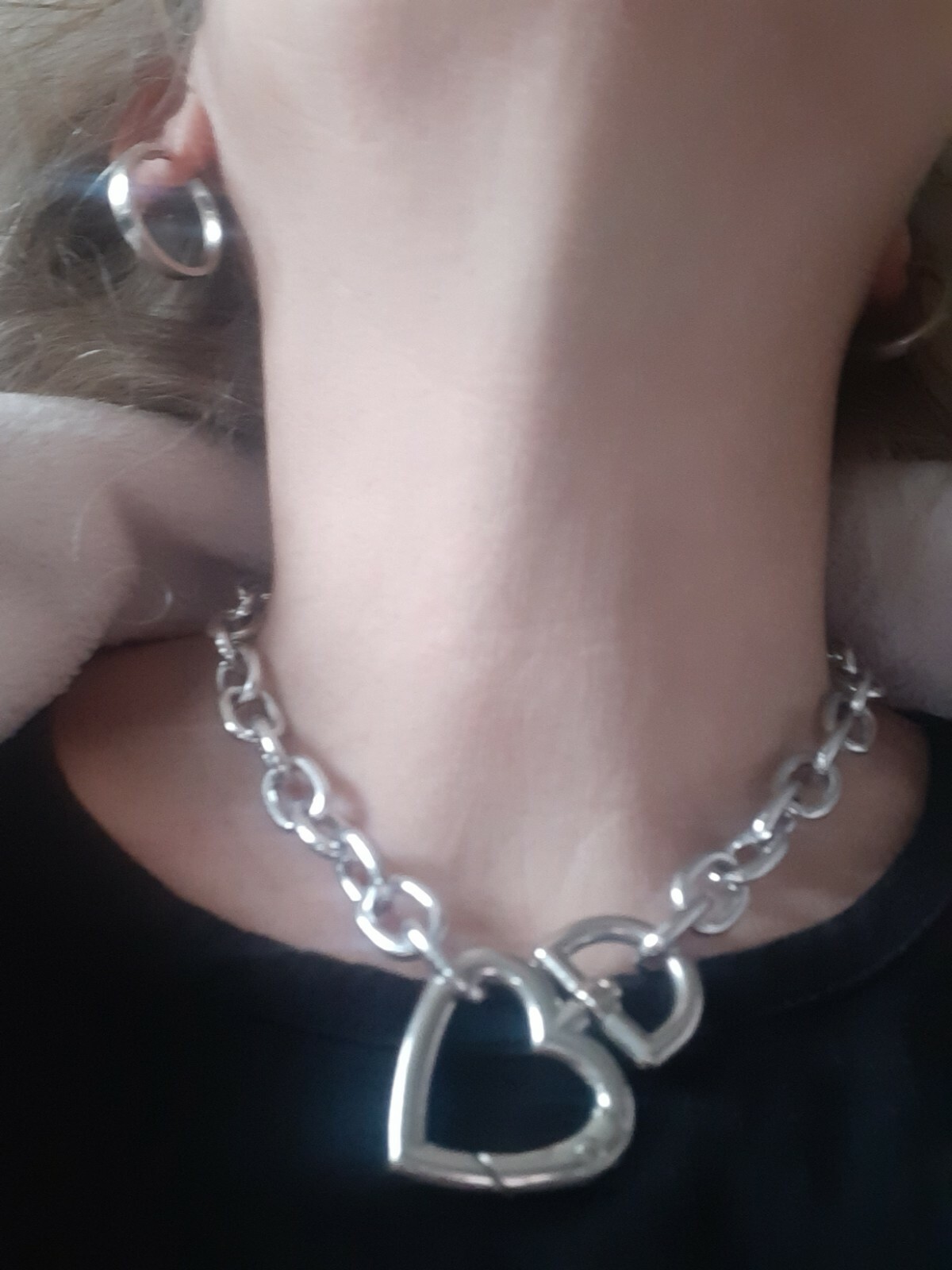 Necklace Chunky Choker Punk, nickel free in silver
