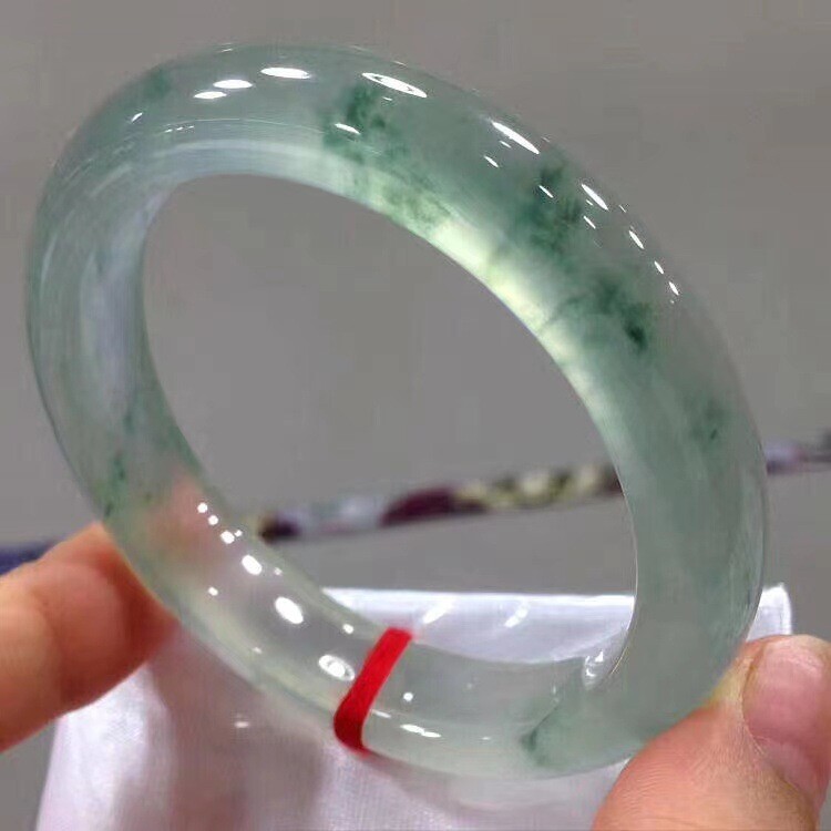 Certified Natural A Burmese Ice Green flower Jade jadeite Bracelets Gift Bangle