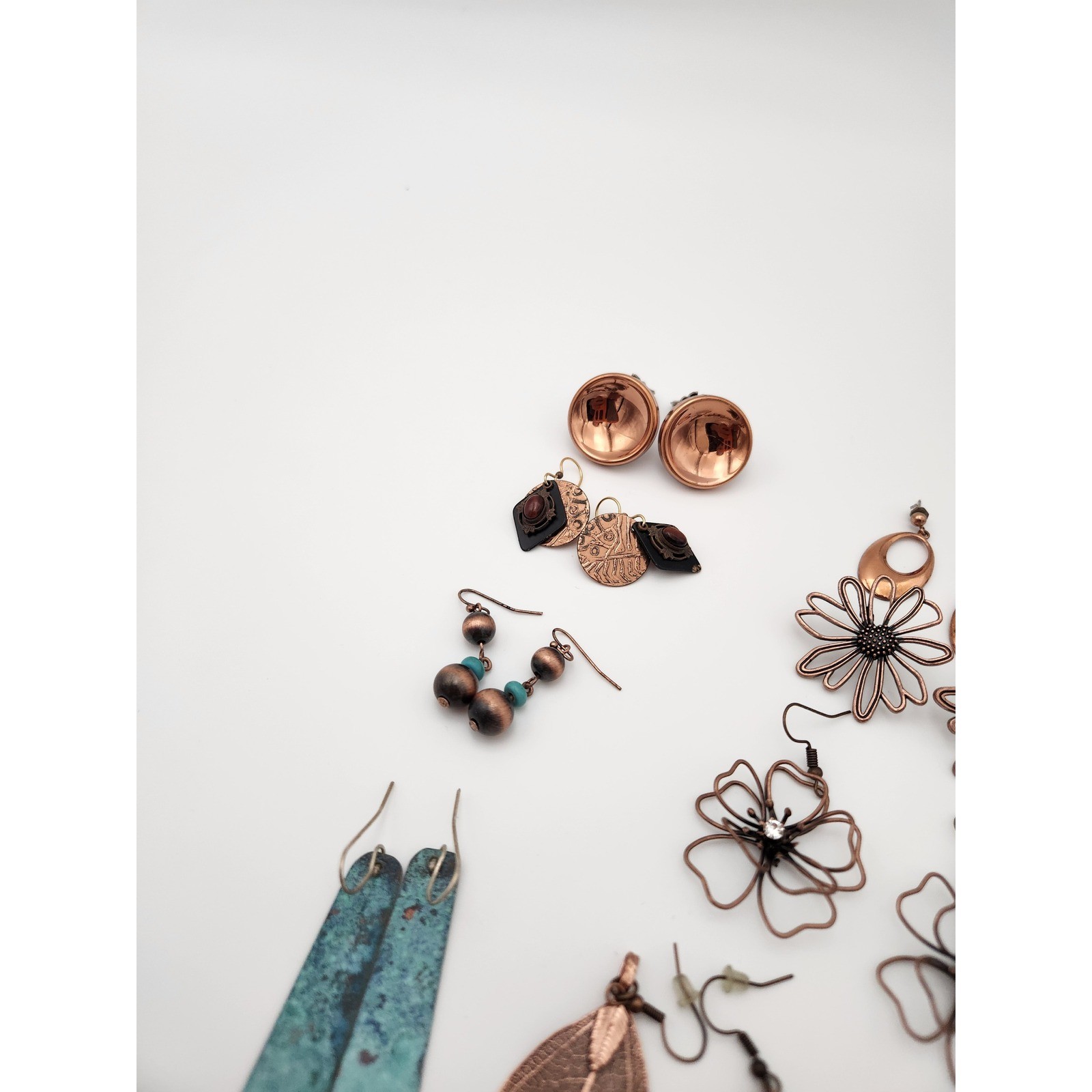 Unbranded Earring Lot Women OS Copper Mixed Boho Nature Enamel Leaf Chandelier
