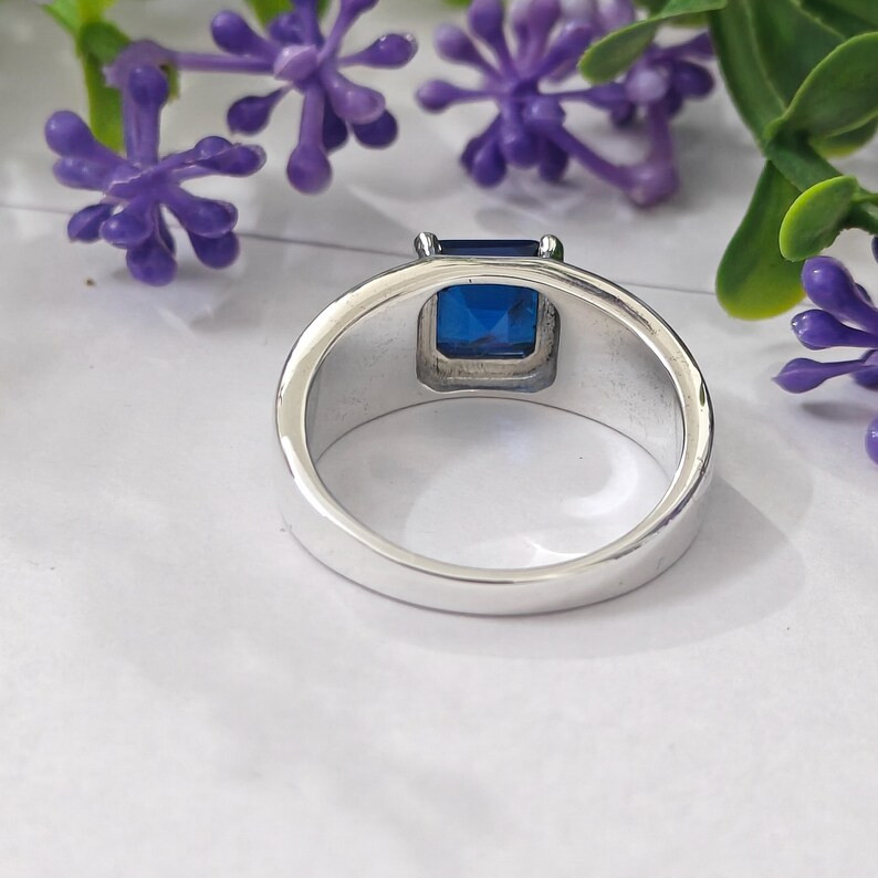simulated Blue Sapphire Ring, Brass Gold Alloy, Gemstone Ring, Birthday Gift