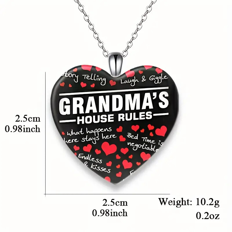 Heart Pendant Necklace Grandma’s House Rules