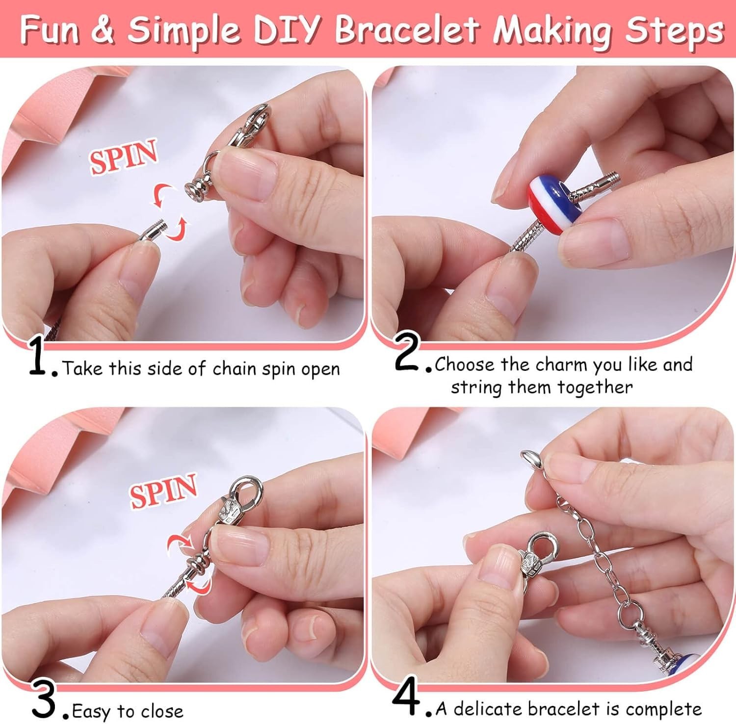 Kit de pulseras con dijes para hacer pulseras cuentas para niñas,adultos 180PCS