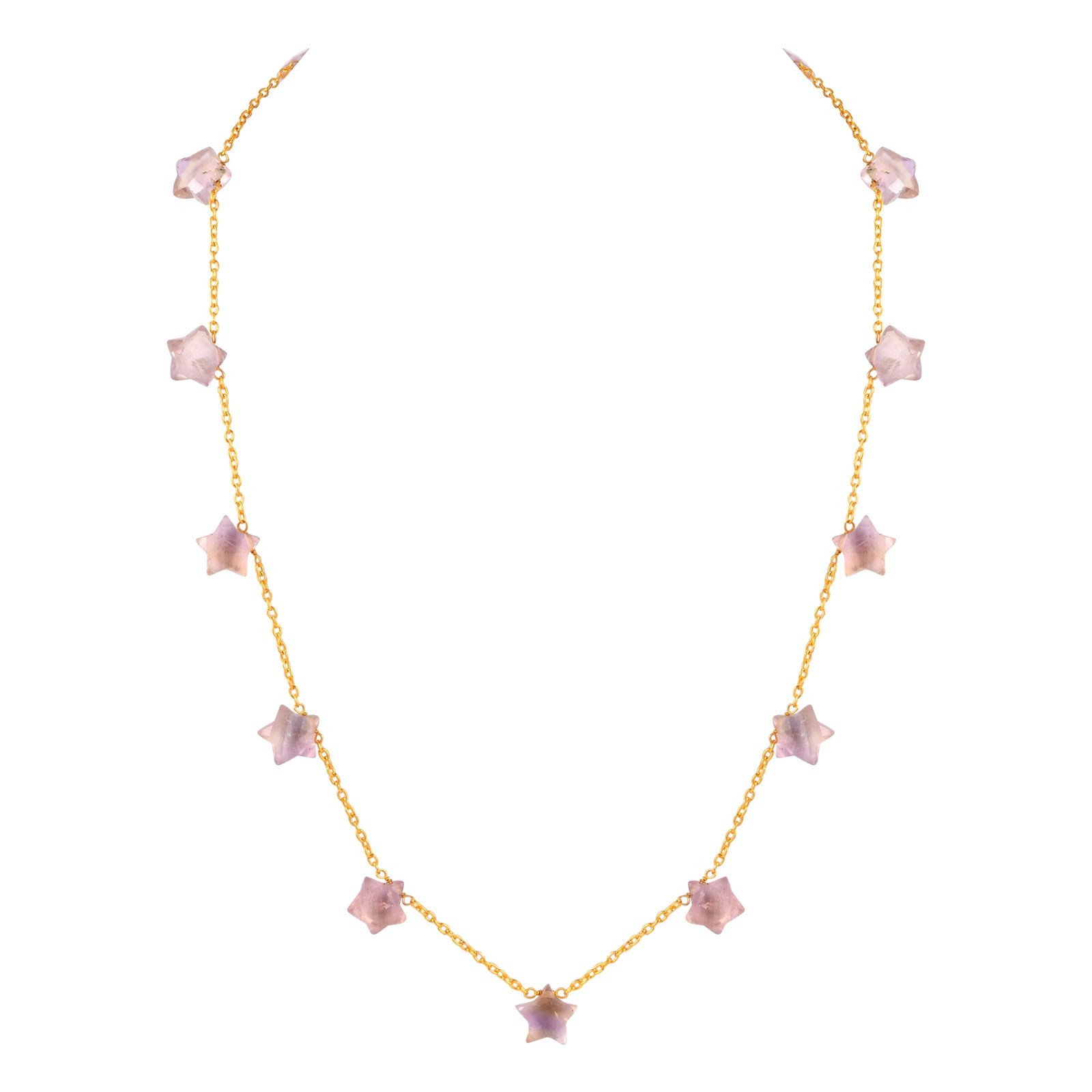 Celestial Star Gemstone Necklace Gold Plated 925 Sterling Silver Clasp