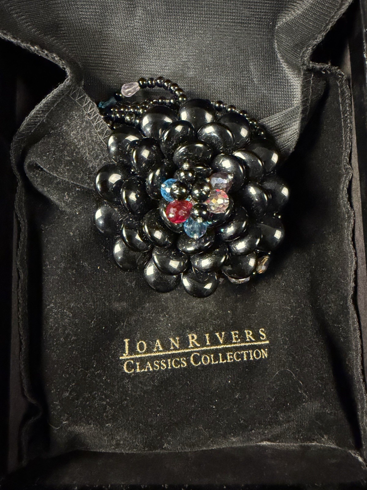 Joan Rivers Starlet Necklace Black Multicolor Flower Beaded Jewelry