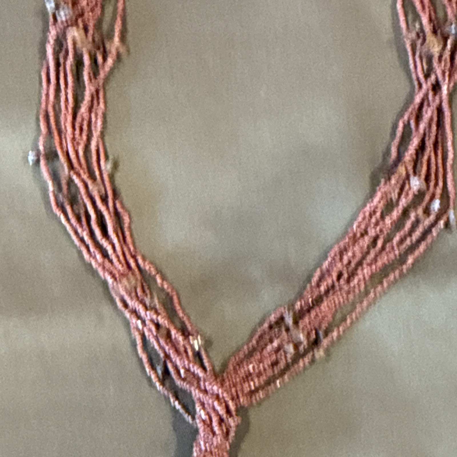Brown Multi-Strand Seed Bead Tassel Statement Necklace Glass Ball/Bead Chain