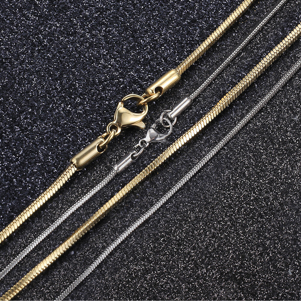 0.9-2mm Silver/Gold Plated Stainless Steel Herringbone Snake Chain Necklace 22″