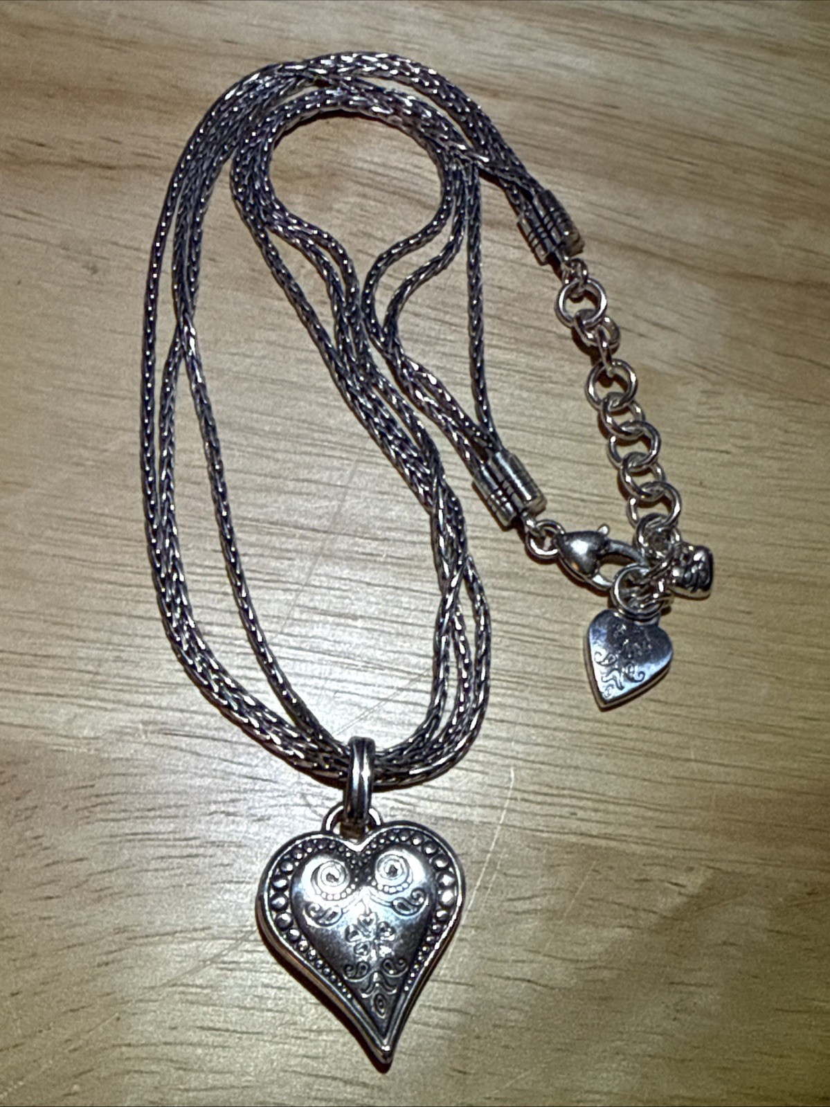 BRIGHTON ‘French Quarter Ophelia Heart’ Necklace Reversible Silver Plated Retire