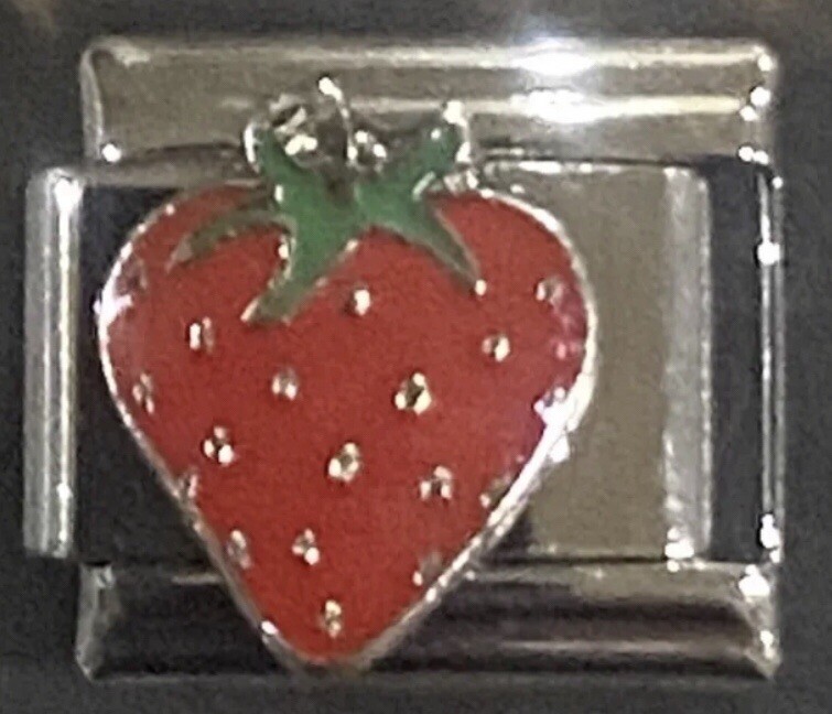 Strawberry Wholesale Italian CHARM Enamel Link 9MM K2023J100- Fruit