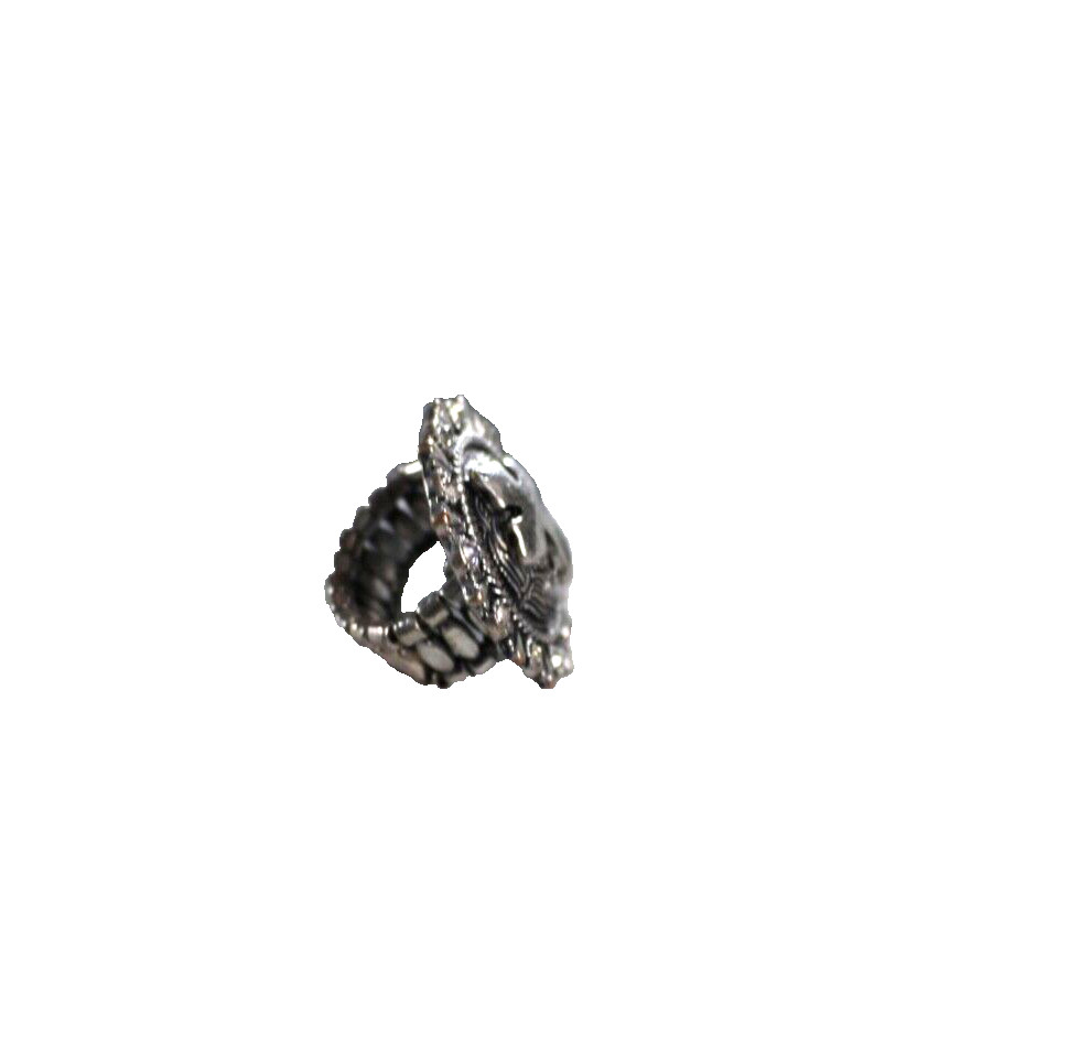 Western Womens Ring 1.25 in Cross Stretch Round Crystal Silver Cowgirl Rodeo