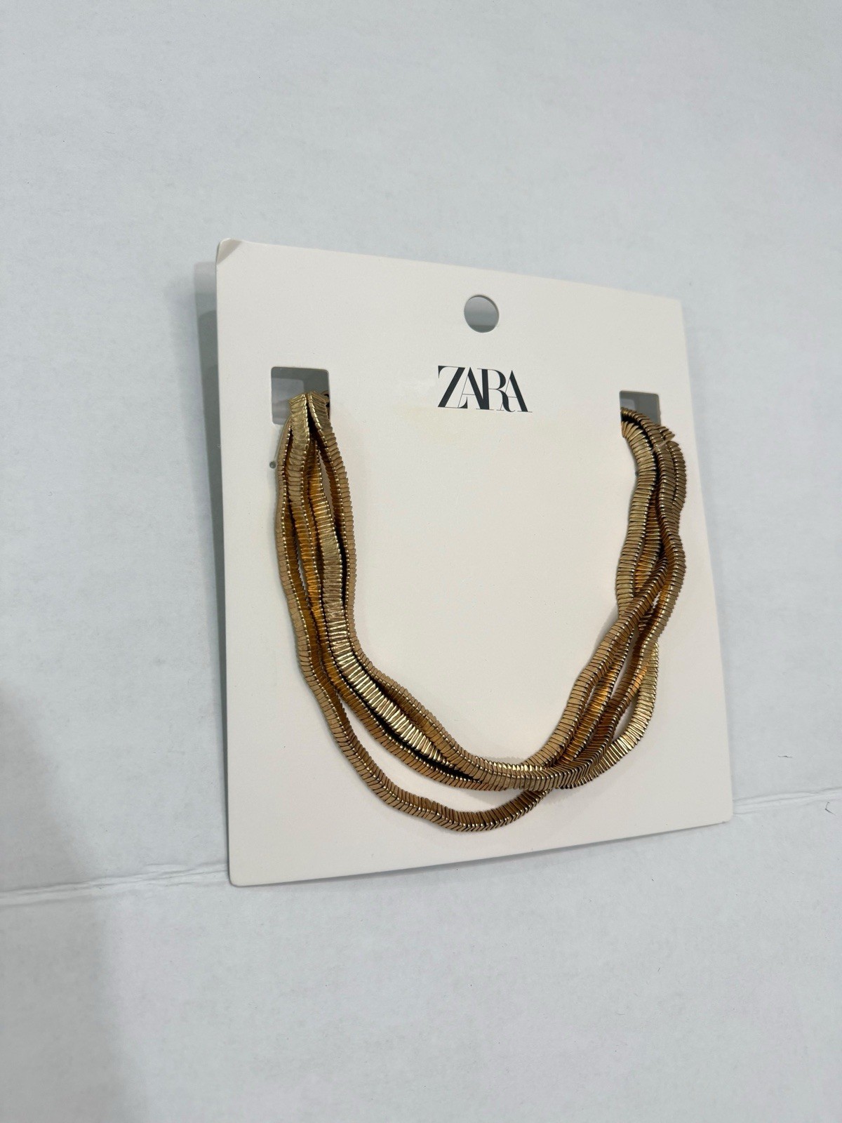 New Zara Woman Gold Multi Strand Metal Choker Necklace Chunky Statement Size M
