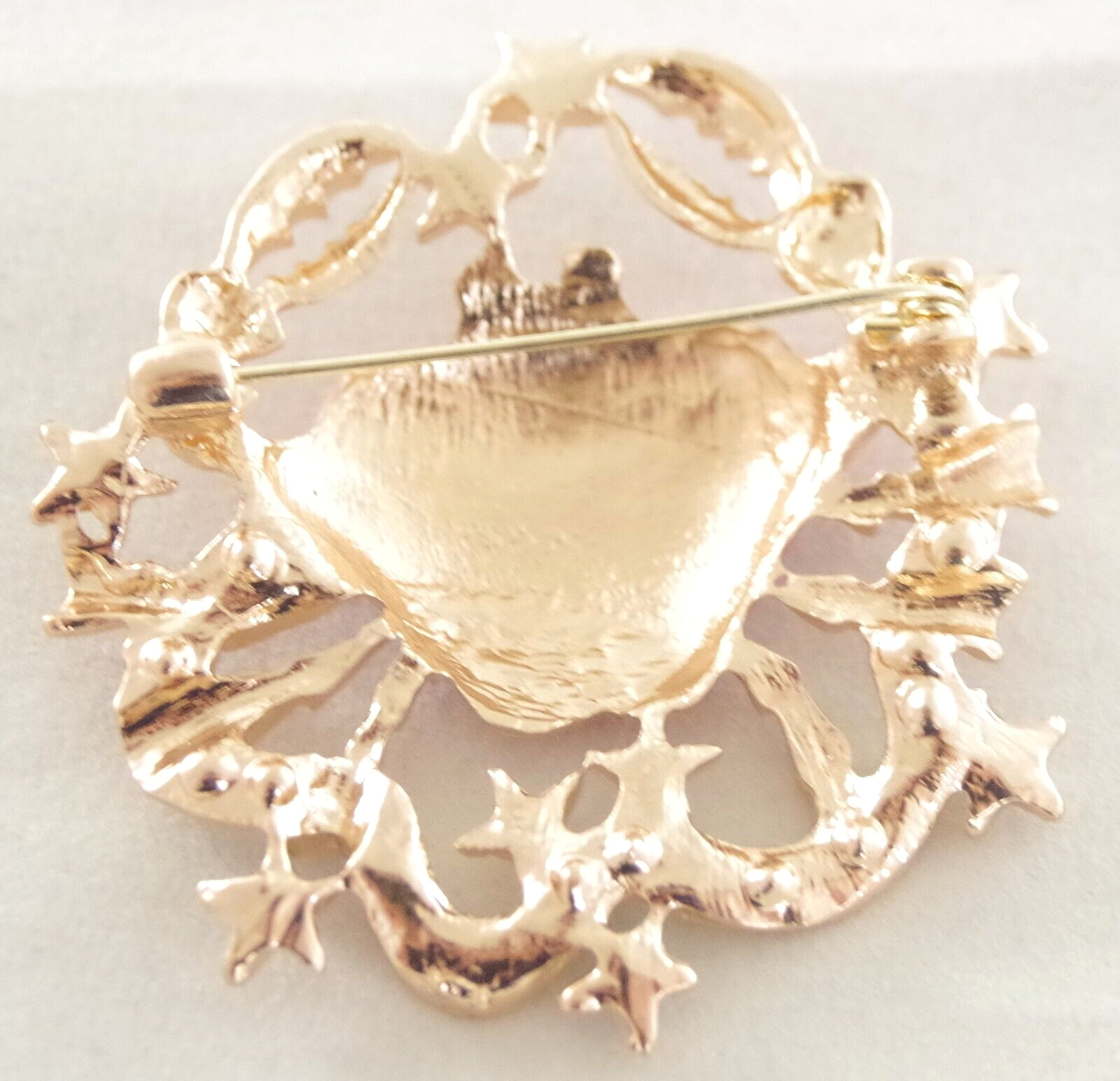 2 3/8″ NWOT DESIGNER STYLE CANCER ZODIAC HOROSCOPE CRAB AB RHINESTONE BROOCH PIN
