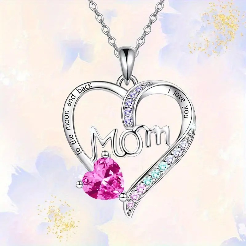 Mom Heart Necklace Mothers Day Gift I Love You To The Moon And Back Jewelry