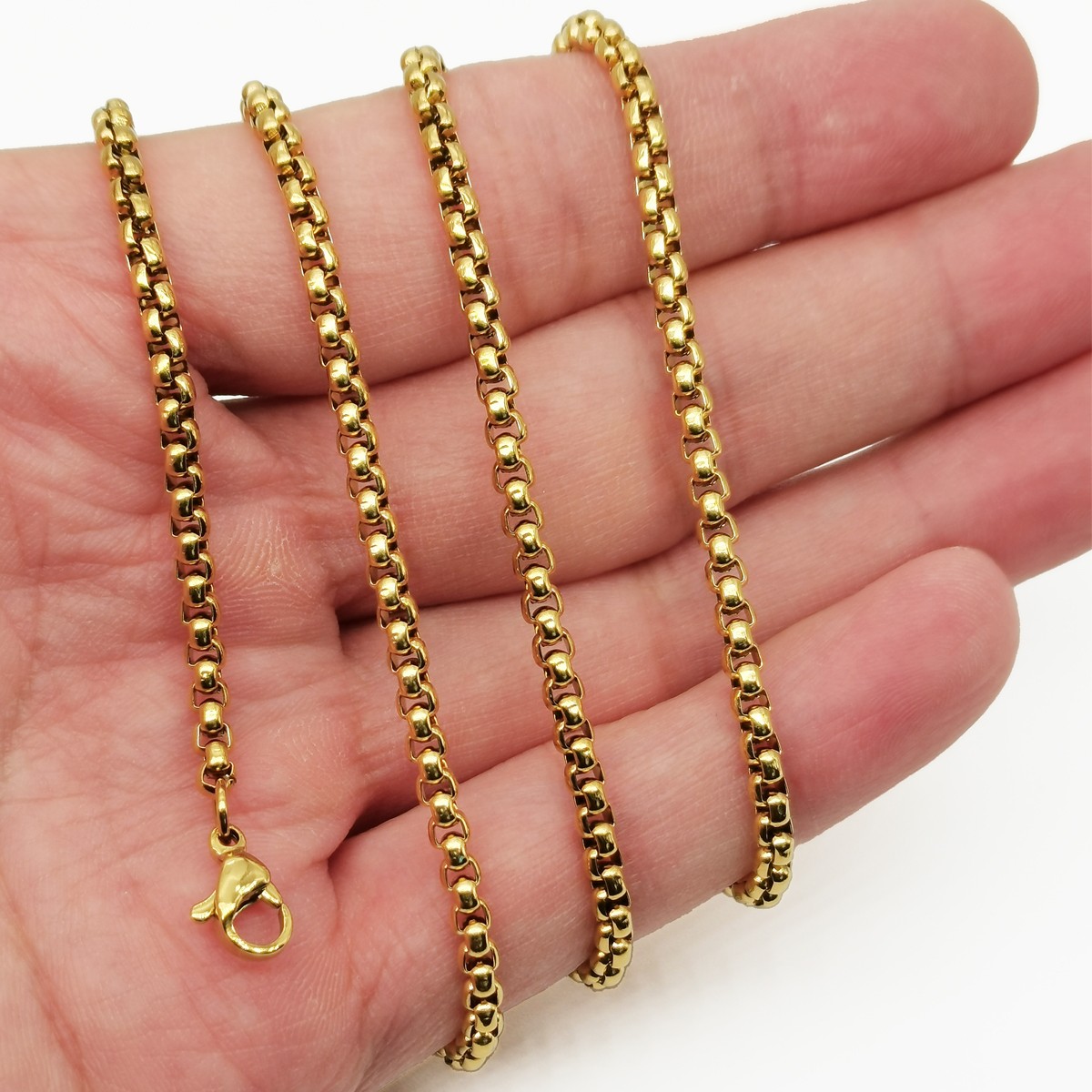 Round Box Chain Necklace/18K YELLOW Gold Filled/Hypoallergenic/4mm* 16-32 inch