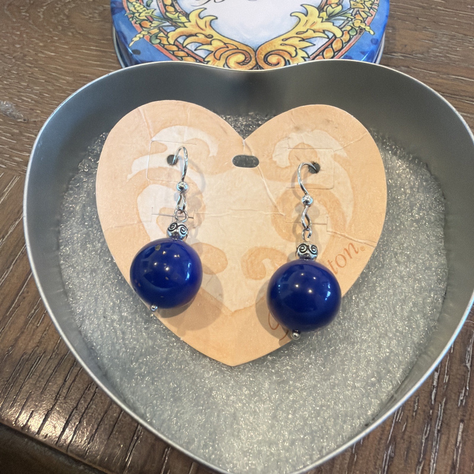 Brighton SOL Blue French Wire Drop Dangle Earrings W/Tin **RETIRED**