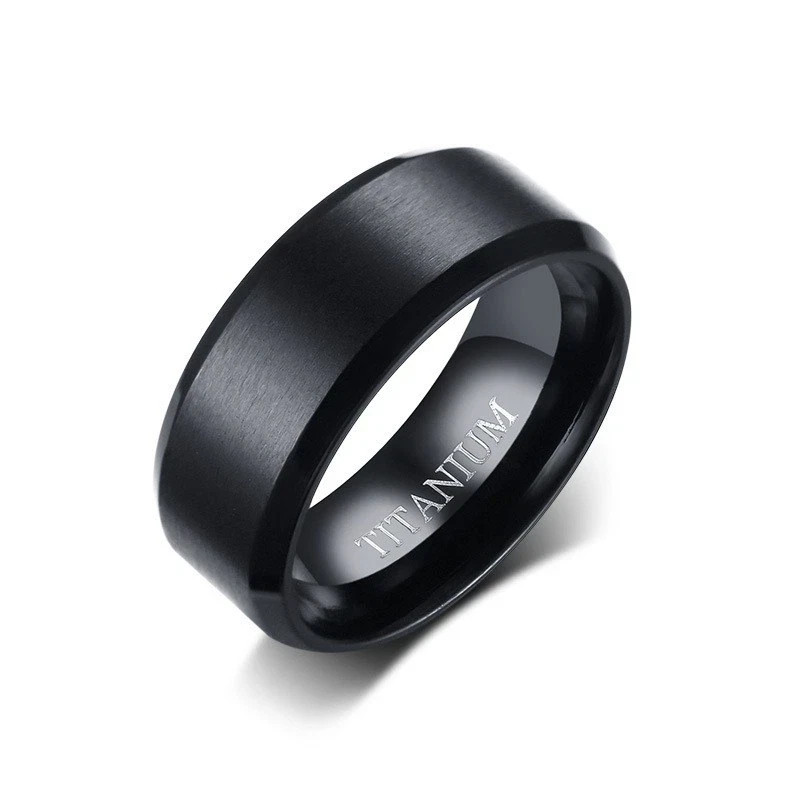 8MM Black Plating Titanium Steel Band Men’s Matte Finished Ring Wedding Sz 7-12