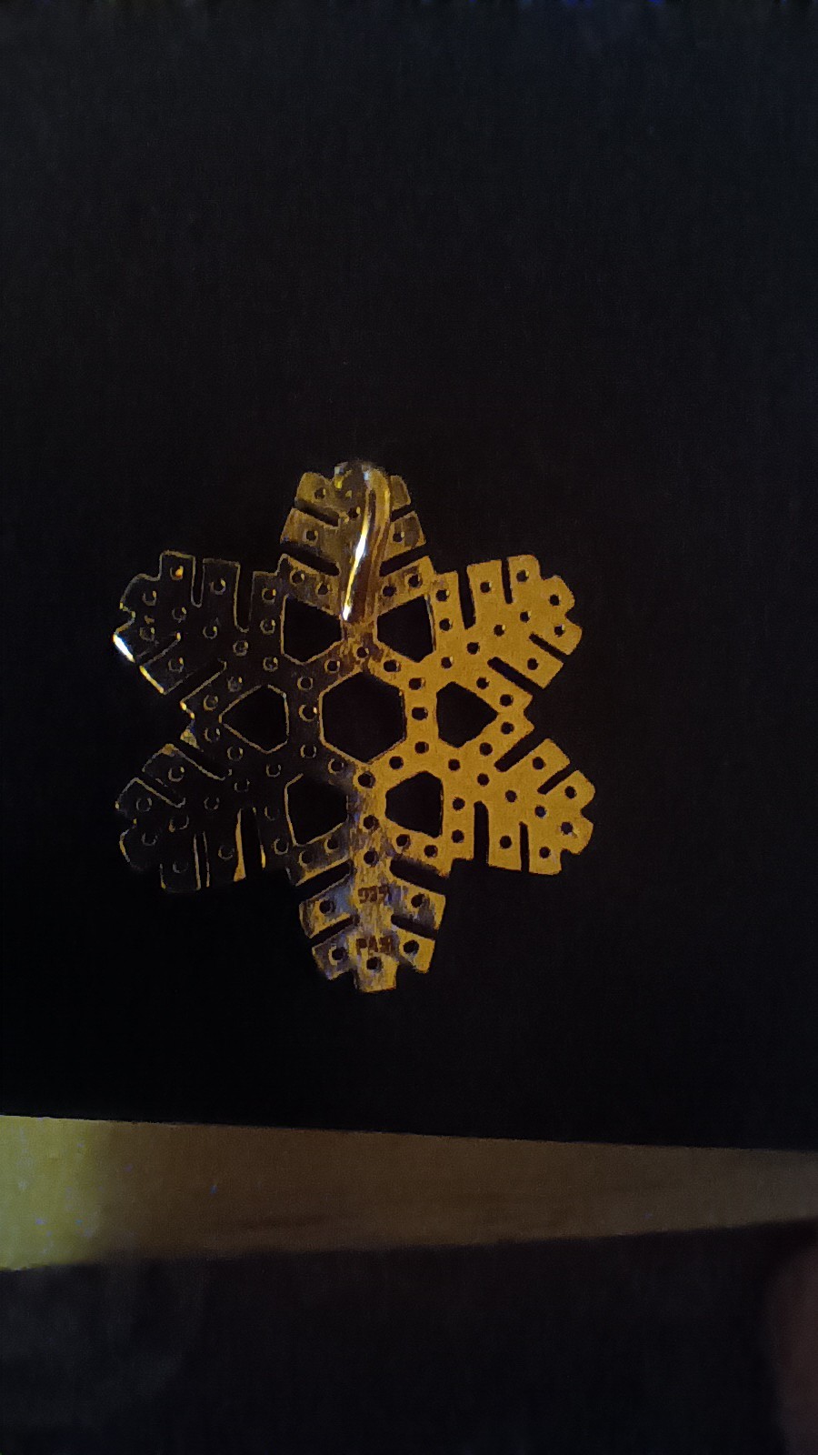 Signed Sterling Silver Rhinestone Snowflake Pendant Prong Set 1.00 in Christmas