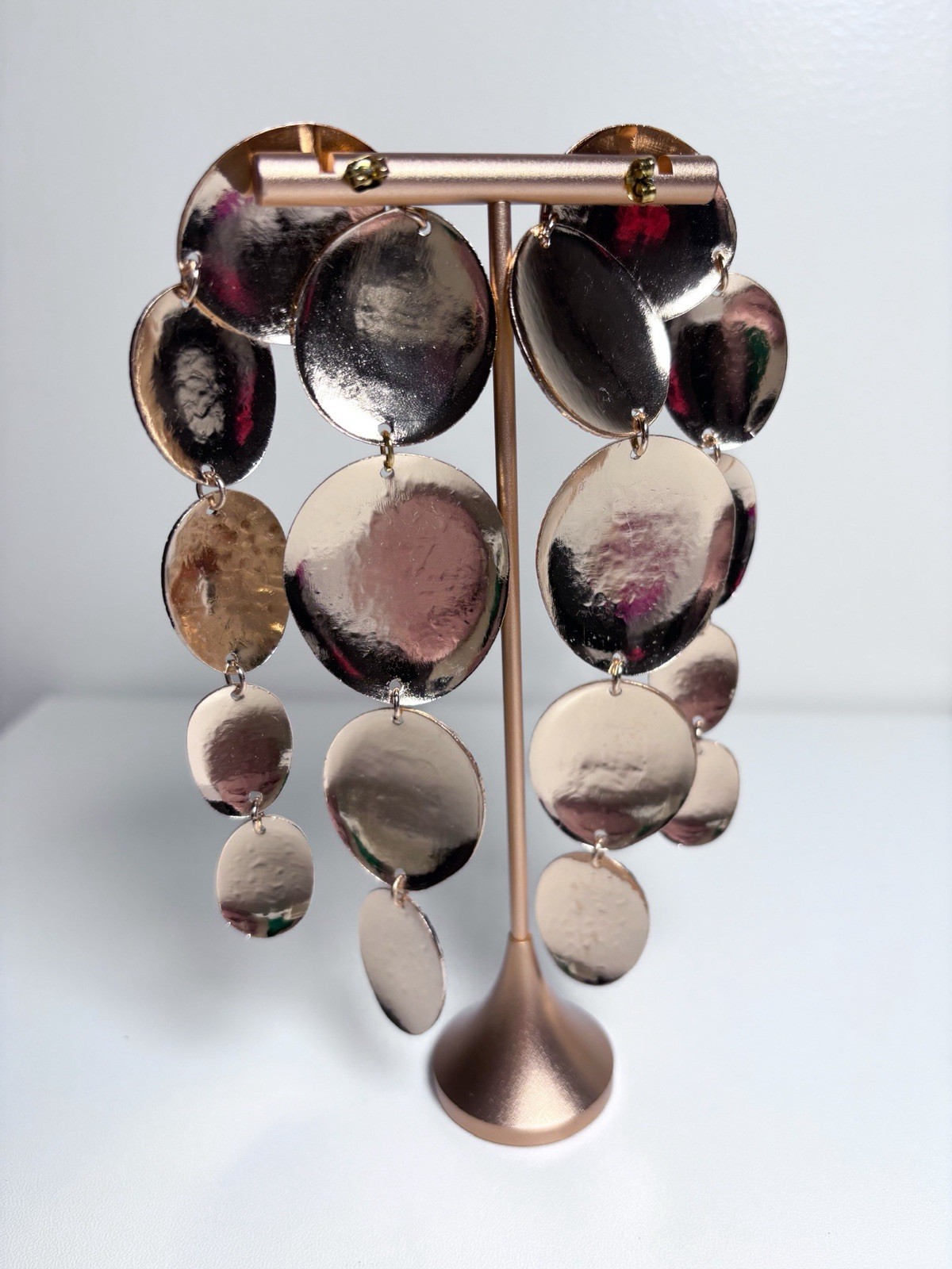 8 Other Reasons Revolve Gold Hammered Metal Statement Post Drop Earrings New
