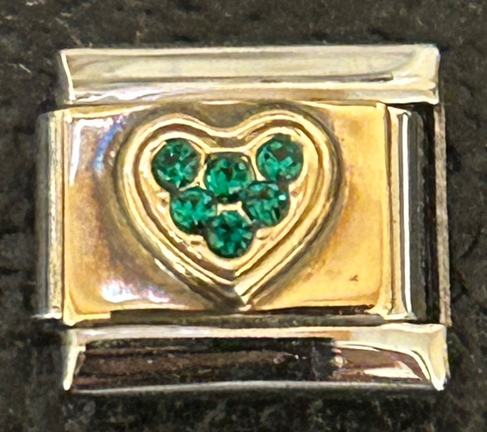 BIRTHSTONE MAY HEART REFLORENCE AUTHENTIC ITALIAN CHARM BRACELET LINK 9MM