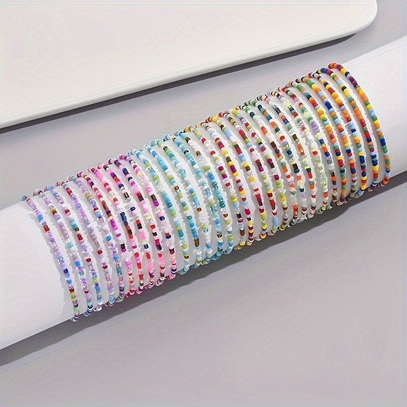 30Pcs Multicolor Seed Bead Stretch Bracelets Boho Stackable Beach Jewelry Gift