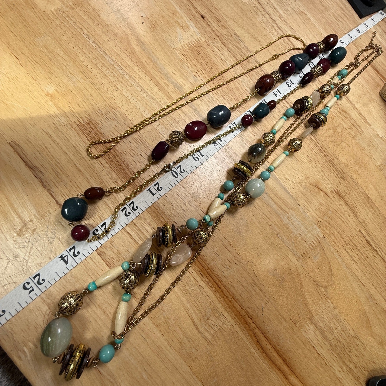 Boho Eclectic Chunky Multi-Strand Beaded Statement Necklaces Set of 3
