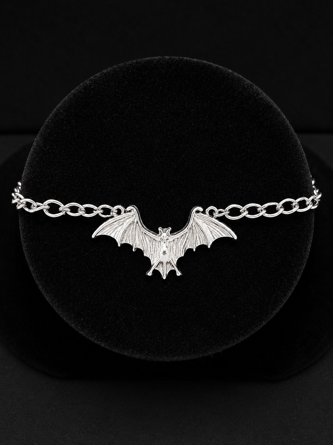 Bat Necklace Silver Gothic Bat Pendant Chain Necklace Halloween Vampire Jewelry