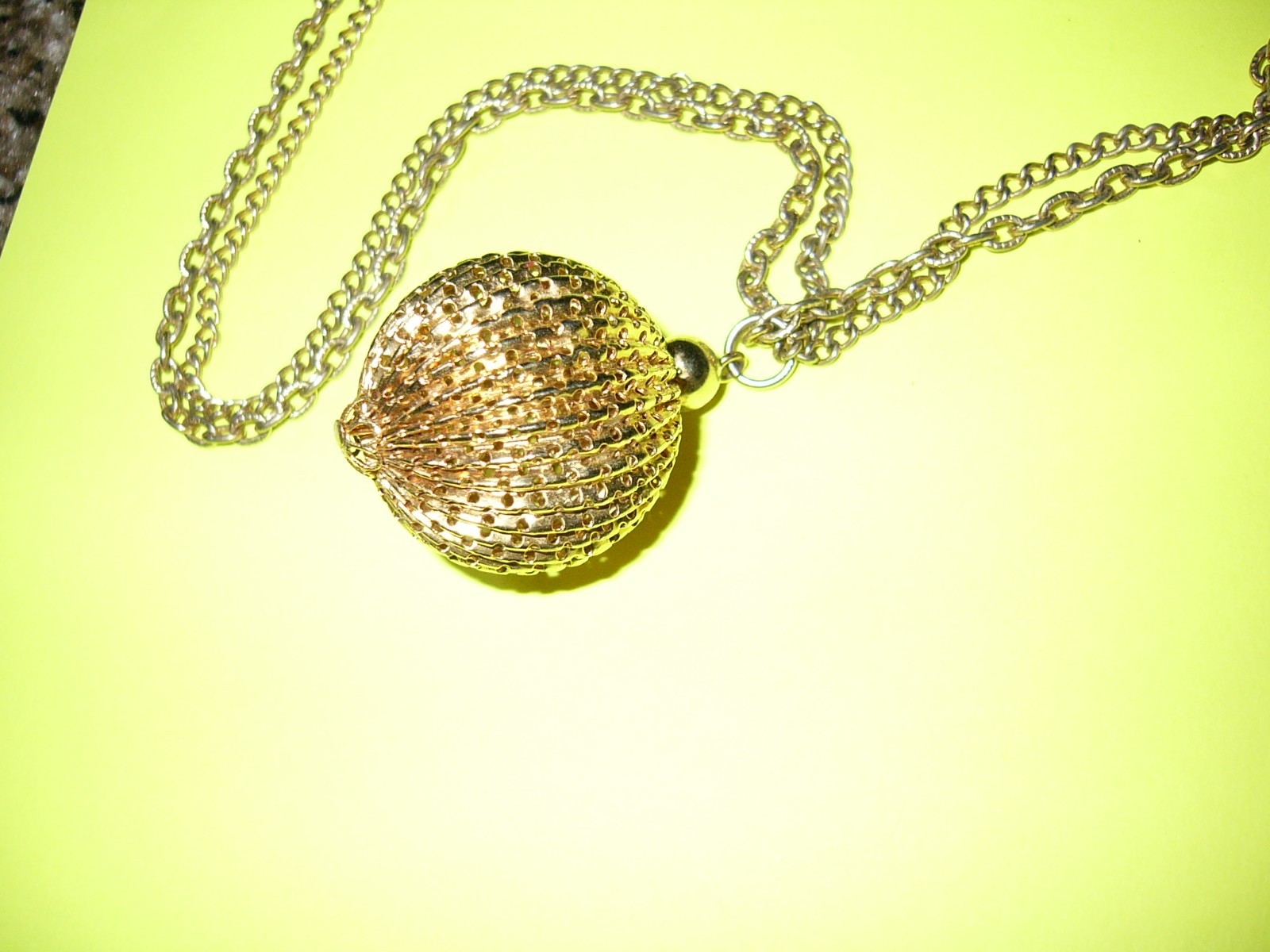 Park Lane Gold Tone Ball Sphere Pendant Double Chain Necklace in Org. Box Unused
