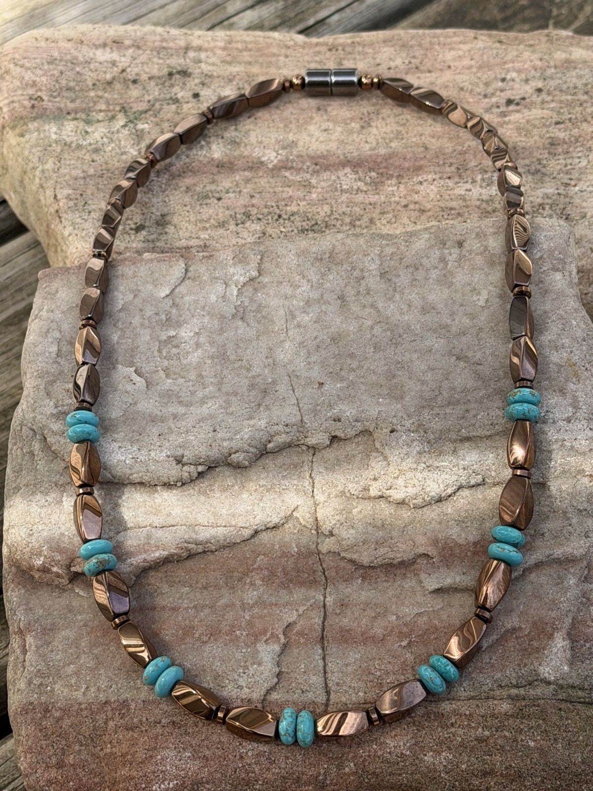 Men Women Magnetic Copper Hematite Bracelet Anklet Necklace Turquoise Therapy