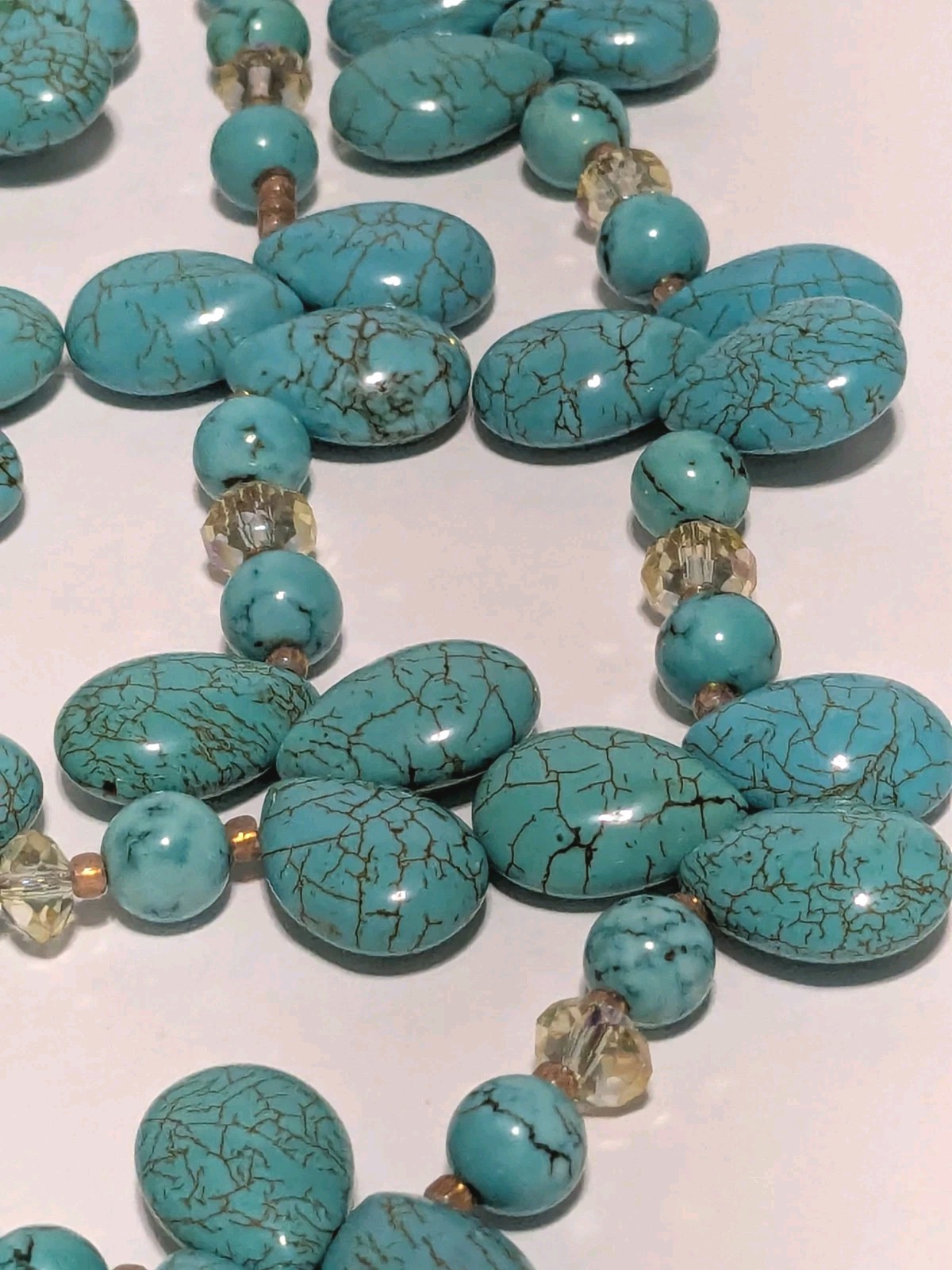 Layered Cluster Howlite Necklace With Multicolor Glass & Acrylic Beads. BOHO