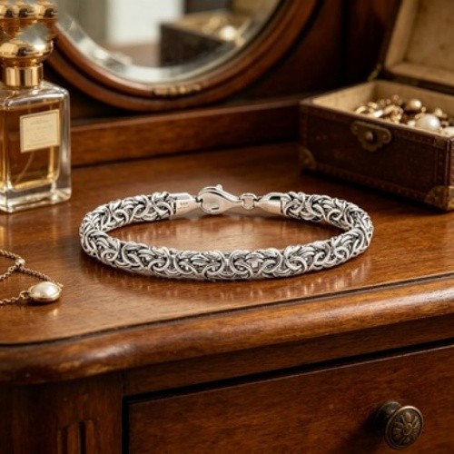 Byzantine Interwoven Link Bracelets Set of 2 Classic Wrist Jewelry for Daily