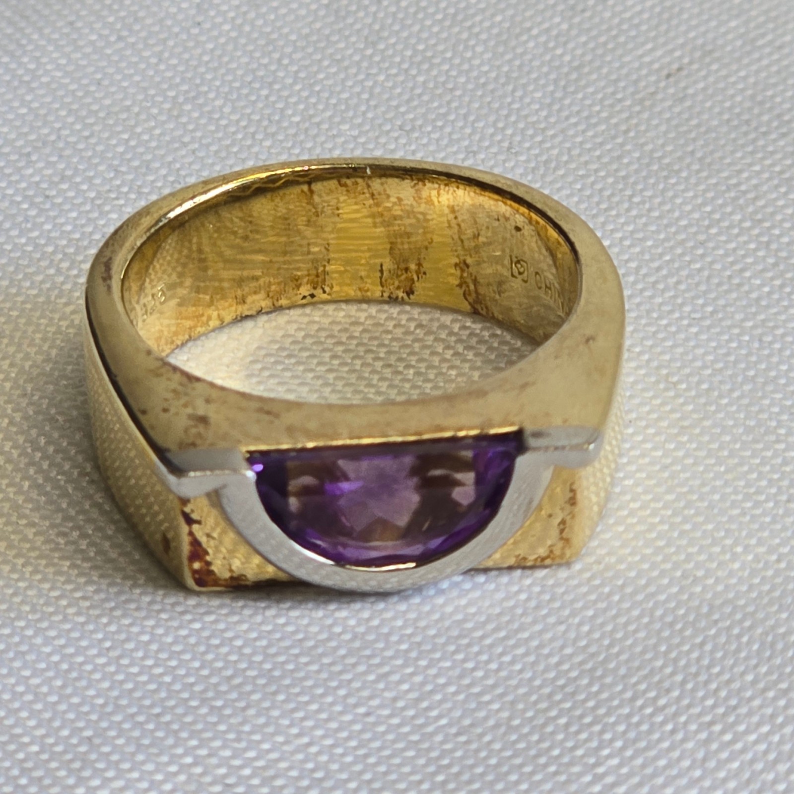Sterling Silver Gold Vermeil Ring 9.61g Jewelry Size 10 Amethyst Color *READ*